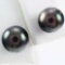 Pair of estate black pearl stud earrings