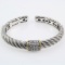 Estate Judith Ripka sterling silver hinged cuff bracelet