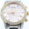 Estate Bulova 2-tone rose gold-plated stainless steel diamond chronograph wristwatch