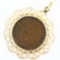Estate 14K yellow gold bezel frame pendant with a 1908 U.S. Indian cent