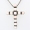 Estate Native American sterling silver coral cross necklace