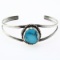 Estate Native American sterling silver turquoise cuff bracelet