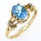 Estate 14K yellow gold diamond & blue topaz ring