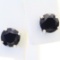 Pair of estate sterling silver natural sapphire earrings