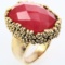 Estate Barse yellow gold-plated red stone ring
