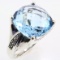 Estate sterling silver diamond & blue topaz ring