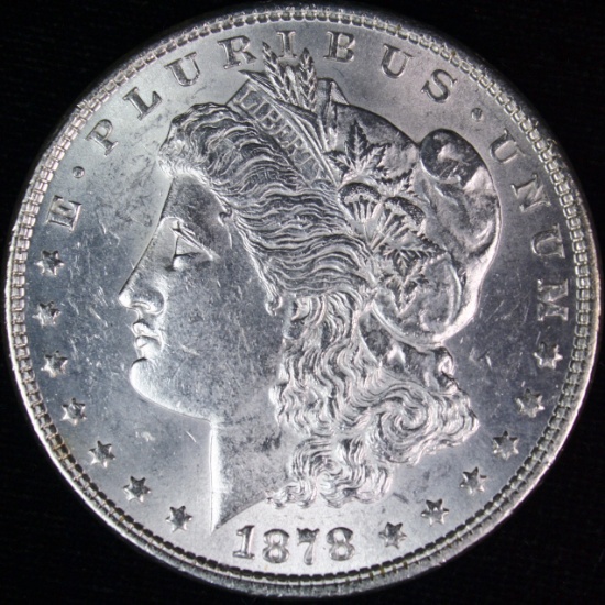 1878 7 tail feather, 3rd reverse U.S. Morgan silver dollar