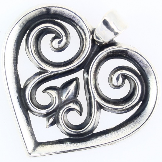 Authentic estate James Avery sterling silver French Heart pendant