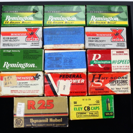 Lot of 700 rounds of boxed 22 short pistol ammo
