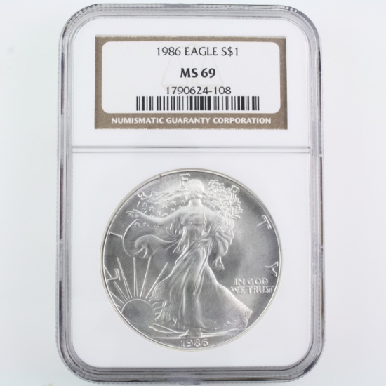 Certified 1986 U.S. American Eagle silver dollar