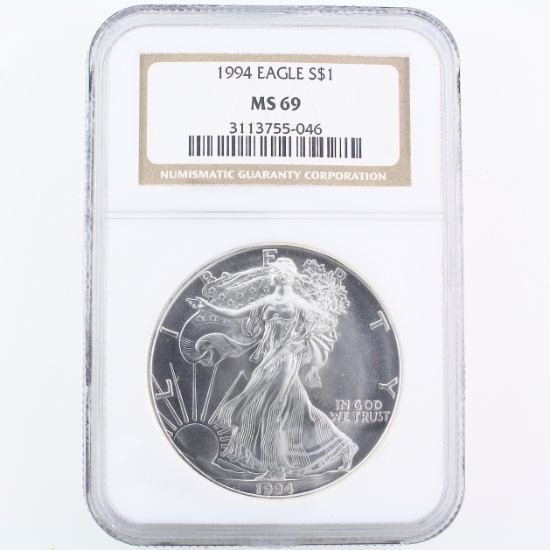 Certified 1994 U.S. American Eagle silver dollar