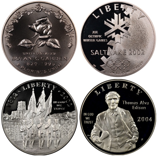 Lot of 4 less common 90% silver U.S. Commemorative silver dollars