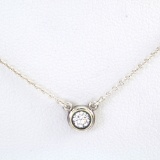 Authentic estate Tiffany & Co sterling Elsa Peretti Diamond-by-the-Yard solitaire diamond pendant
