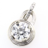 Estate 18K white gold diamond pendant