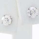 Pair of estate 14K white gold diamond stud earrings