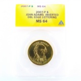 Certified 2007-P error U.S. John Adams presidential dollar