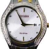 Authentic like-new Citizen Eco-Drive stainless steel diamond lady’s wristwatch