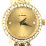 Authentic estate Movado 14K yellow gold & diamond wristwatch