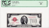 Certified 1928 U.S. $2 red seal legal tender banknote