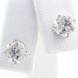 Pair of estate 14K white gold diamond stud earrings