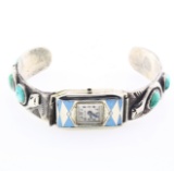 Vintage Elgin watch with Native American sterling silver & turquoise accents