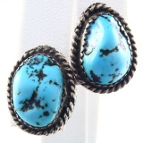 Pair of estate sterling silver Native American stud earrings