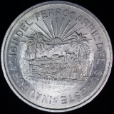 1950 Mexico silver 5 peso railroad commemorative