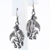 Pair of estate sterling silver Native American eagle earrings