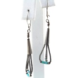Pair of estate unmarked sterling silver Native American dangle earrings