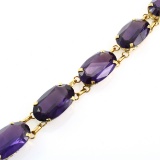 Impressive vintage unmarked 18K yellow gold Alexandrite bracelet