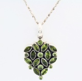 Estate sterling silver heart necklace with peridot