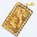 Estate 18K yellow gold dragon pendant