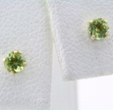 Pair of estate 14K yellow gold peridot stud earrings