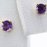 Pair of estate 14K yellow gold amethyst stud earrings