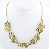 Vintage Coro gold plated & blue stone statement necklace