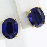 Pair of estate 14K yellow gold sapphire stud earrings