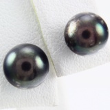 Pair of estate black pearl stud earrings