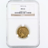 Certified 1909-D U.S. $5 Indian head gold coin