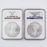 Lot of 2 different mintmark 2012 U.S. American Eagle silver dollars