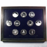 Collection of 10 proof .999 silver Native American tribal commemorative medallions