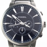 Like-new Fossil gun metal stainless steel chronograph wristwatch