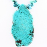 Estate turquoise necklace with large turquoise pendant