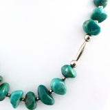 Estate turquoise necklace with white metal beads