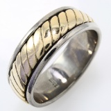 Estate James Avery 14K white & yellow gold rope band ring