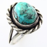 Estate Native American sterling silver turquoise ring