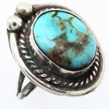 Estate Native American sterling silver turquoise ring