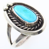 Estate Native American sterling silver turquoise ring