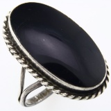 Estate Native American sterling silver onyx ring