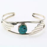 Estate Native American sterling silver turquoise cuff bracelet