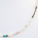 Estate Native American turquoise, shell & sterling silver heishe necklace